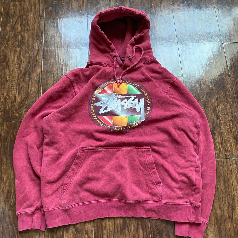Vintage Stussy Red Sweater with Iconic Graphic Design